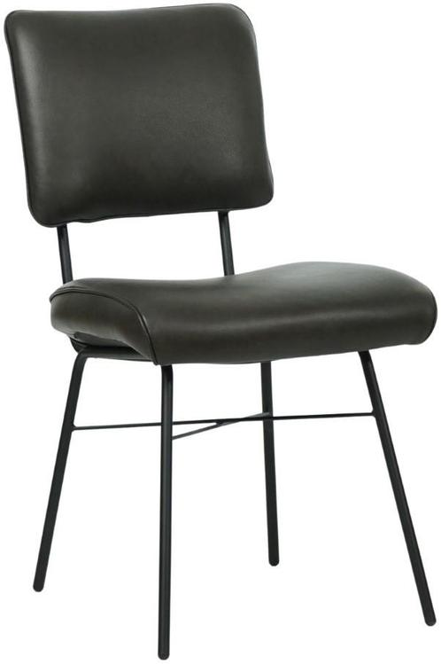 Donkergrijze leren industriële design eetkamerstoel -, Huis en Inrichting, Stoelen, Overige kleuren, Eén, Nieuw, Leer, Ophalen of Verzenden