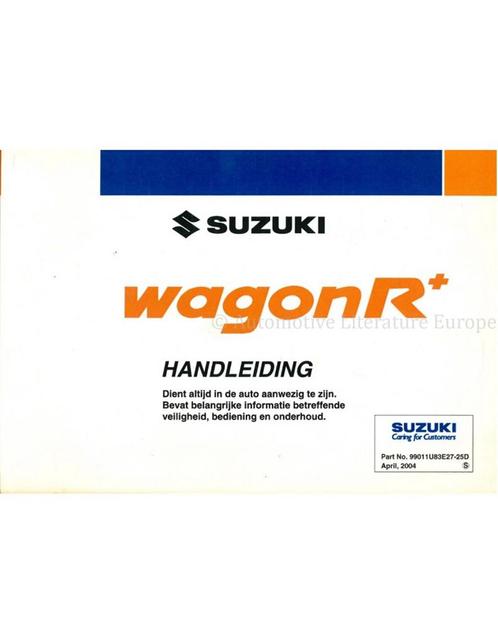 2004 SUZUKI WAGON R+ INSTRUCTIEBOEKJE NEDERLANDS, Auto diversen, Handleidingen en Instructieboekjes