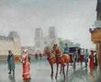 Escuela española (XX) - Boulevard parisino con Notre-Dame al, Antiquités & Art