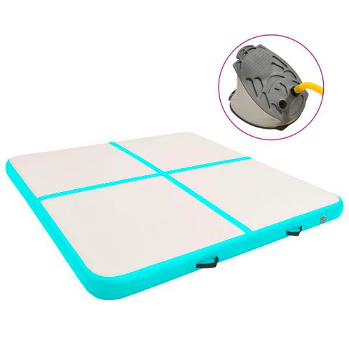 Gymnastiekmat met pomp opblaasbaar 200x200x20 cm PVC groen