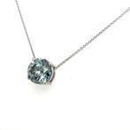 Halsketting - 14 karaat Witgoud - 2.76ct. tw. Blauw Diamant, Handtassen en Accessoires, Kettingen, Nieuw