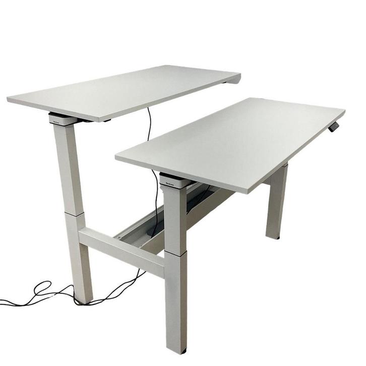 Steelcase Ology Duo Werkplek - 140x60 cm witte bureaubladen, Huis en Inrichting, Bureaus, Stabureau, Zo goed als nieuw, Elektrisch
