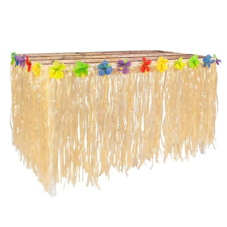 Hawaii Tafelrok Naturel 3m, Hobby en Vrije tijd, Feestartikelen, Nieuw, Verzenden