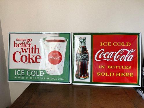 Coca Cola . Ice cold Coca Cola in Bottles. things go better, Antiek en Kunst, Antiek | Wandborden en Tegels
