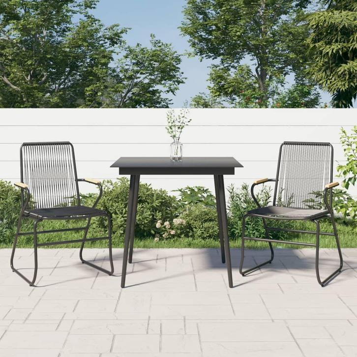 vidaXL 3-delige Tuinset PVC-rattan zwart, Tuin en Terras, Tuinsets en Loungesets, Tuinset, Nieuw, Verzenden