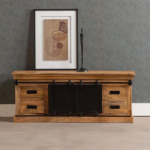 Tv-meubel Mangohout Milan 240 cm, Huis en Inrichting, Kasten |Televisiemeubels, 25 tot 50 cm, Nieuw, Overige houtsoorten, Minder dan 100 cm