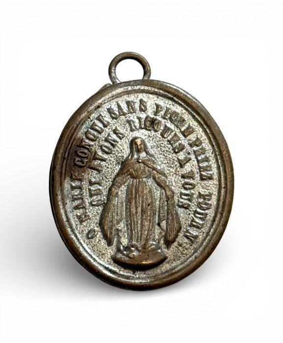 Antiek Reliekhouder - Metaal, Glas, Textiel - 1850-1900 -, Antiquités & Art, Art | Art non-occidental