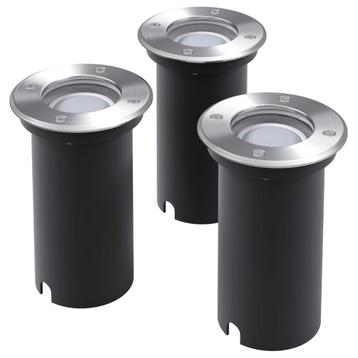 vidaXL LED-Grondspots buiten 3 stuks rond, Tuin en Terras, Buitenverlichting, Verzenden, Nieuw