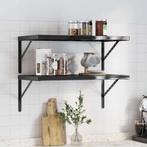 vidaXL Wandschappen 2 st 75x40x3 cm roestvrijstaal zwart, Huis en Inrichting, Verzenden, Nieuw