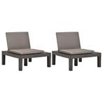 vidaXL Loungestoelen 2 st met kussens kunststof antraciet, Tuin en Terras, Tuinstoelen, Verzenden, Nieuw