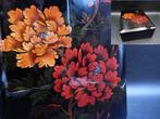 Doos - Yakumo-nuri zwarte lak met bloemendesign en parelmoer