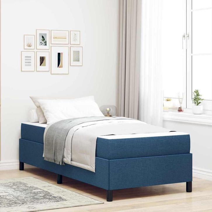 vidaXL Boxspring bed Blauw 100 x 200 cm Stof, Huis en Inrichting, Slaapkamer | Bedden, Nieuw, Verzenden