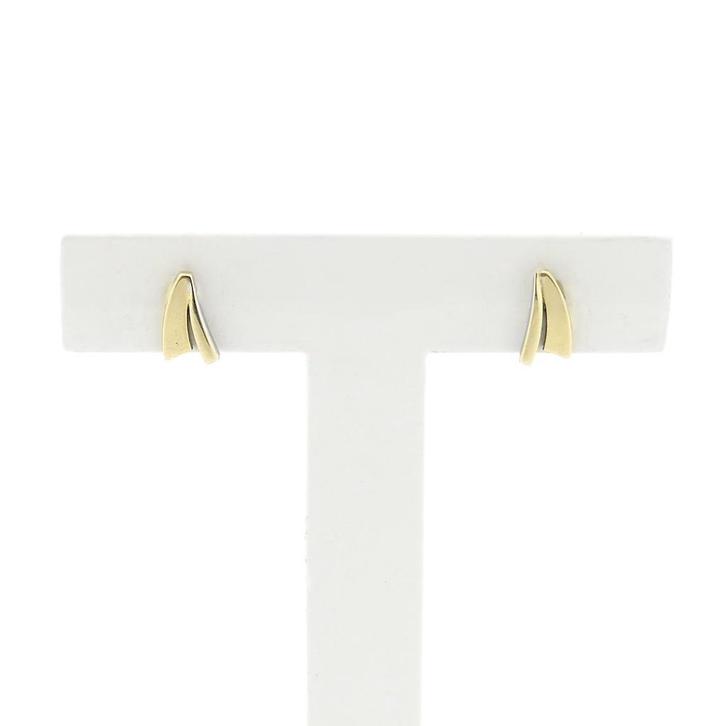 Bicolor gouden oorstekers (Oorbellen), Handtassen en Accessoires, Oorbellen, Overige kleuren, Gebruikt, Goud, Ophalen of Verzenden