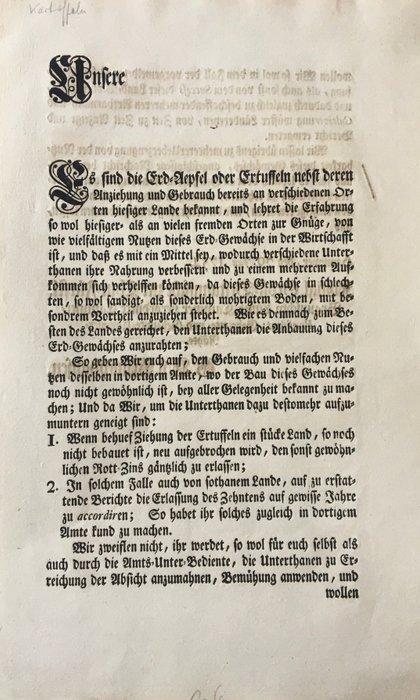 König George II. / von Münchhausen - Es sind die Erd-Aepfel, Antiek en Kunst, Antiek | Boeken en Manuscripten