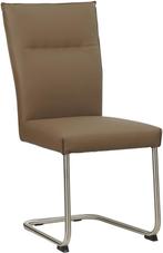 Bruine leren industriële eetkamerstoel - poot rond inox -, Huis en Inrichting, Stoelen, Overige kleuren, Nieuw, Leer, Ophalen of Verzenden