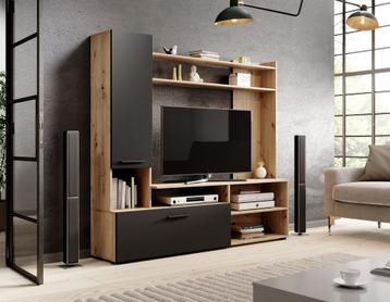 Wandmeubel zwart eiken Set compleet TV-Meubel beschikbaar voor biedingen