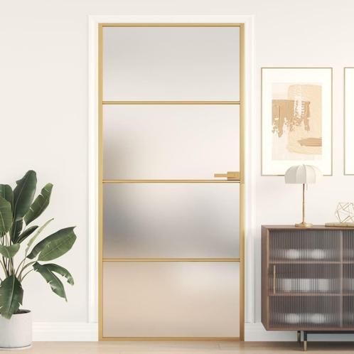 vidaXL Binnendeur smal 93x201,5 cm gehard glas en aluminium, Doe-het-zelf en Bouw, Deuren en Vliegenramen, Nieuw, Verzenden