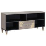 vidaXL TV Kast Grijs en Goud 100 x 33.5 x 46 cm Massief, Huis en Inrichting, Verzenden, Nieuw