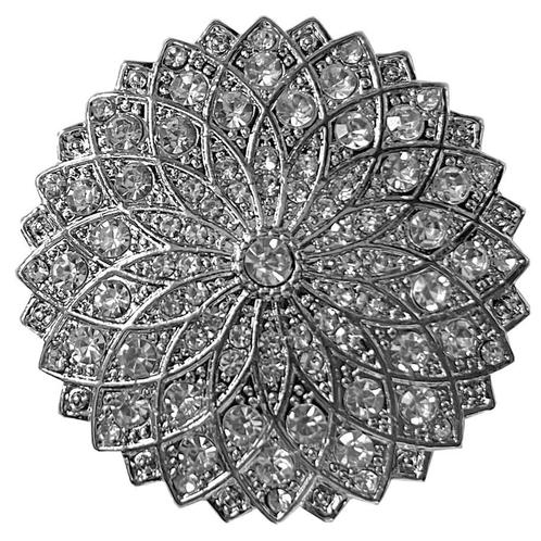 Fako Bijoux® - Magneet Broche XL - Bloem Kristal Rond -, Handtassen en Accessoires, Broches, Verzenden