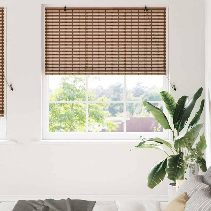 vidaXL Geometrisch Bruin 140 x 220 cm Bamboe, Huis en Inrichting, Stoffering | Gordijnen en Lamellen, Nieuw, Verzenden