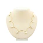 Gouden collier met parels | 44,5 cm (schakelketting), Gebruikt, Overige kleuren, Ophalen of Verzenden, Met edelsteen