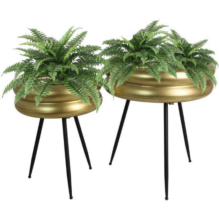 Bloempot (2) - Metaal - Set van twee bloempotten, Antiek en Kunst, Kunst | Designobjecten