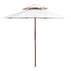 vidaXL Dubbeldekker parasol 270x270 cm houten paal crèmewit, Verzenden, Nieuw