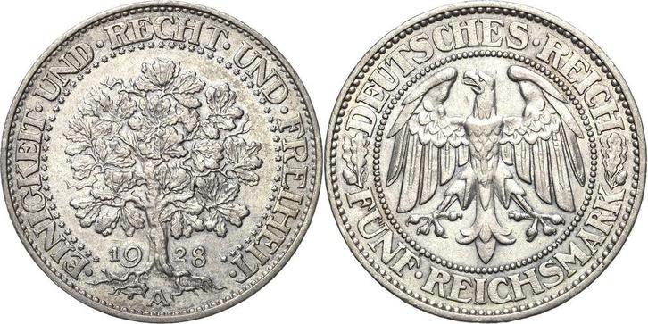 5 Reichsmark 1928 (MuntenenBankbiljetten-Duitslandvanaf1871), Postzegels en Munten, Munten | Europa | Niet-Euromunten, België