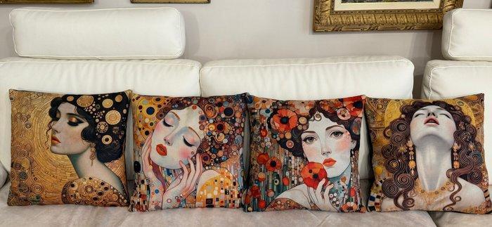 4 kussenhoezen van stevige stof - ambachtelijk bedrukt -, Huis en Inrichting, Overige Huis en Inrichting