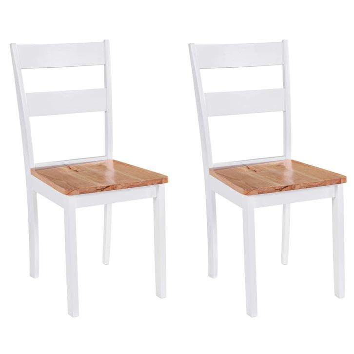 vidaXL Eetkamerstoelen 2 st massief rubberwood wit, Huis en Inrichting, Stoelen, Nieuw, Verzenden