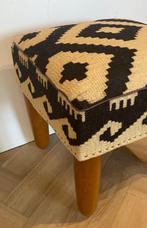Tabouret - Bois, Laine - Pouf afghan