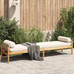 vidaXL Tuinbank met kussen poly rattan acacia beige, Tuin en Terras, Tuinsets en Loungesets, Verzenden, Nieuw