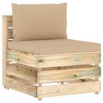 vidaXL Middenbank sectioneel met kussens groen geïmpregneerd, Tuin en Terras, Tuinsets en Loungesets, Verzenden, Nieuw