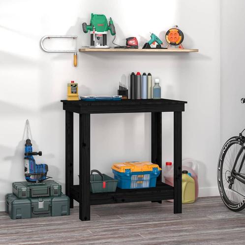 vidaXL werkbank 80x50x80 cm massief grenenhout zwart, Doe-het-zelf en Bouw, Werkbanken, Nieuw, Verzenden