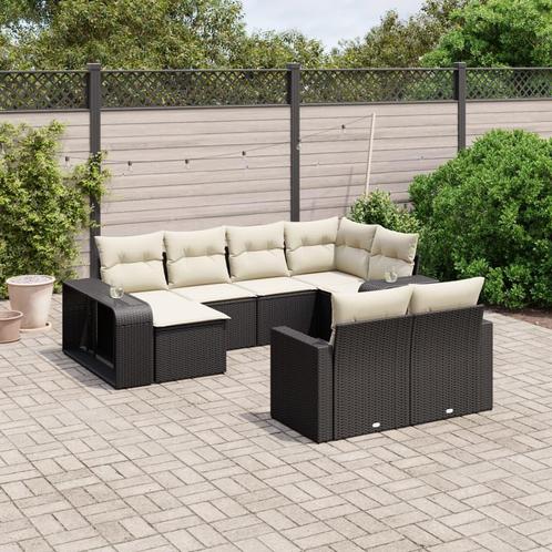 vidaXL 10-delige Loungeset met kussens poly rattan zwart, Tuin en Terras, Tuinsets en Loungesets, Nieuw, Verzenden