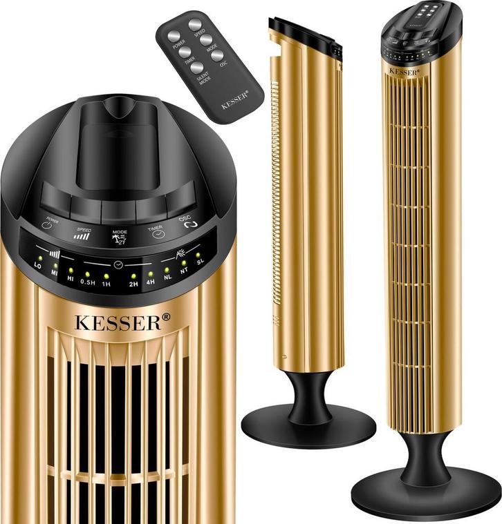 KESSER® Torenventilator - Fluisterstil - Oscillatie - Goud •, Elektronische apparatuur, Ventilatoren, Nieuw, Verzenden