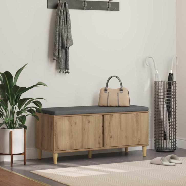 vidaXL Hallenbank met kussen met opslag Artisan Eiken 100 x, Huis en Inrichting, Overige Huis en Inrichting, Nieuw, Verzenden
