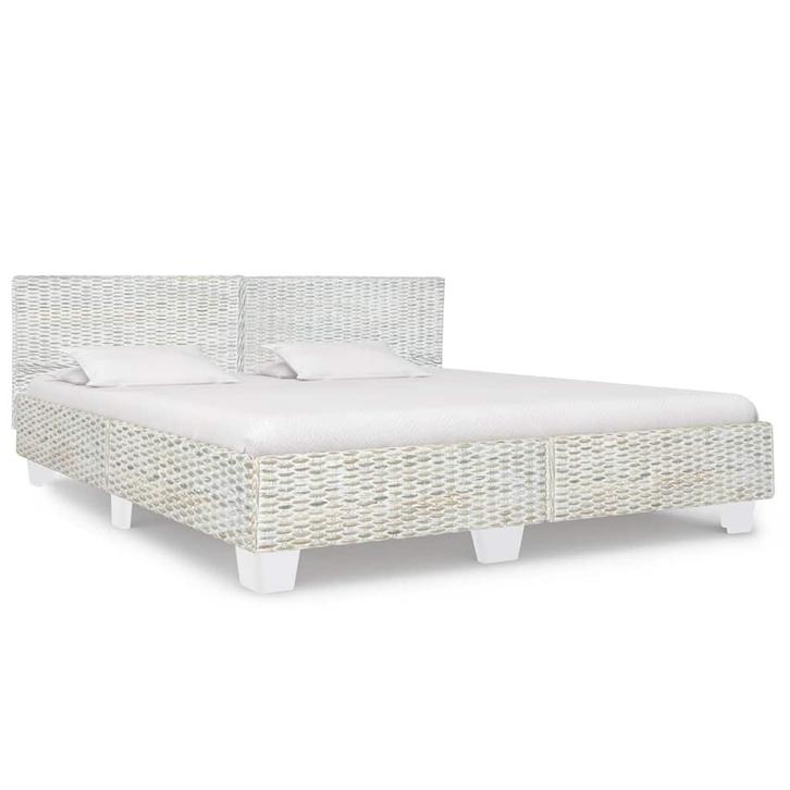 vidaXL Bedframe natuurlijk rattan grijs 180x200 cm, Huis en Inrichting, Slaapkamer | Bedden, Nieuw, Verzenden