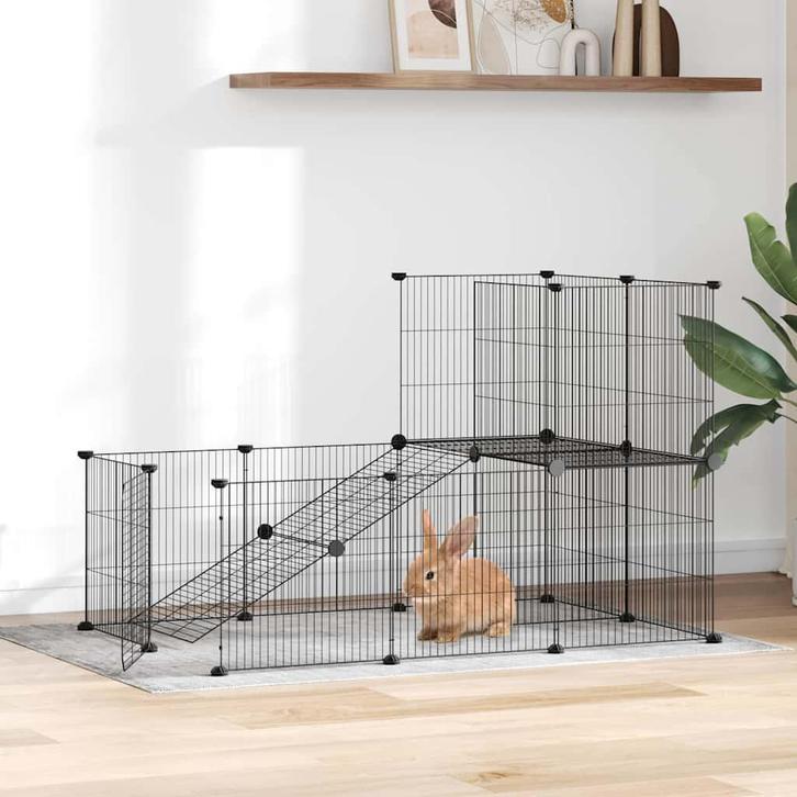 vidaXL Huisdierenkooi met deur 20 panelen 35x35 cm staal, Animaux & Accessoires, Rongeurs & Lapins | Cages & Clapiers, Envoi