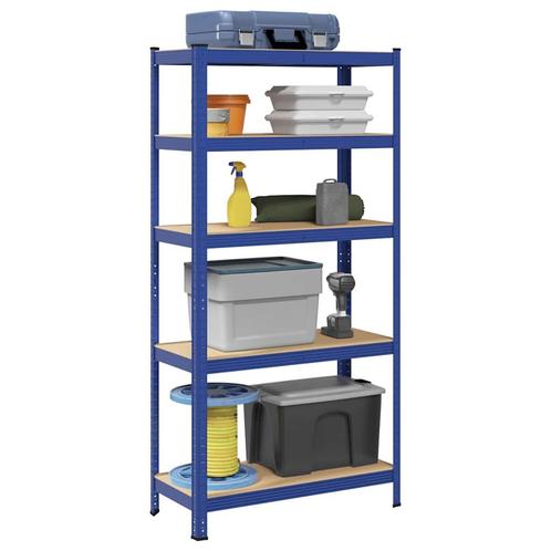 vidaXL Opbergrek 5-laags staal & bewerkt hout blauw, Huis en Inrichting, Kasten | Stellingkasten, Nieuw, Verzenden