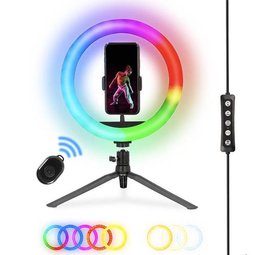Nikkei - ringlamp met statief - 10 Inch - RGB - met, TV, Hi-fi & Vidéo, Appareils photo numériques, Envoi