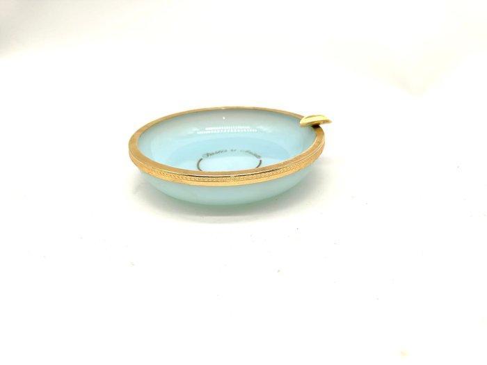 Asbak - Asbak van opaalglas CELESTE met een gouden metalen, Antiquités & Art, Antiquités | Verre & Cristal