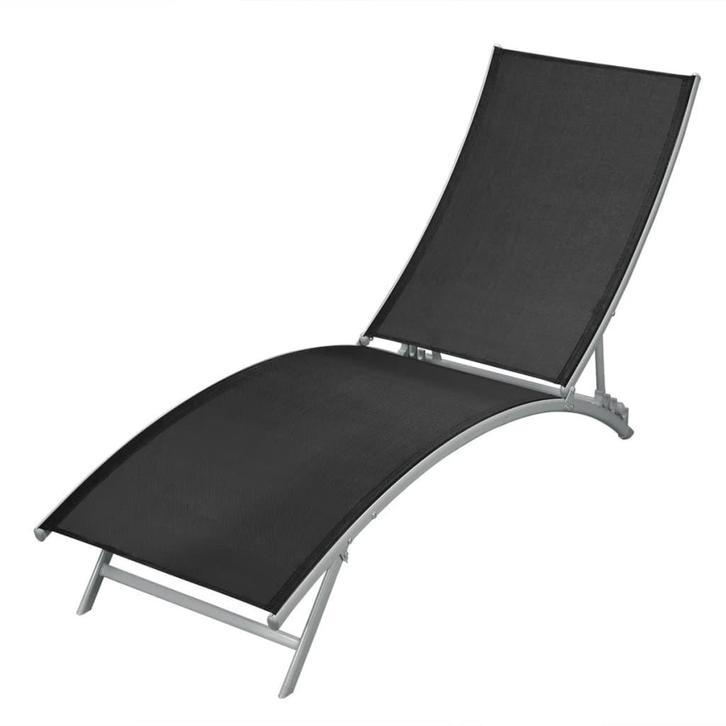 vidaXL Ligbed staal en textileen zwart, Tuin en Terras, Ligbedden, Nieuw, Verzenden