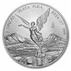 Mexico. 2024 5 Onza Mexican Silver Libertad Coin BU, Postzegels en Munten
