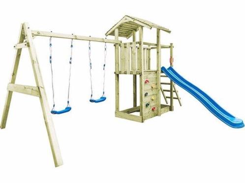 Veiling - Speelhuis met trap, glijbaan en schommels 235x535x, Kinderen en Baby's, Speelgoed | Buiten | Speeltoestellen
