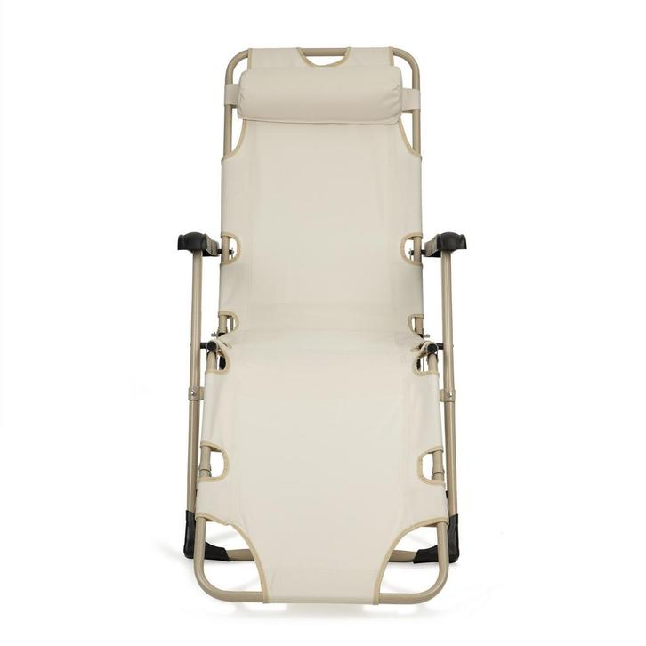 Tuin ligstoel 2in1 Beige | Retour Deal | 55% Korting, Tuin en Terras, Ligbedden, Inklapbaar, Nieuw, Metaal, Verzenden