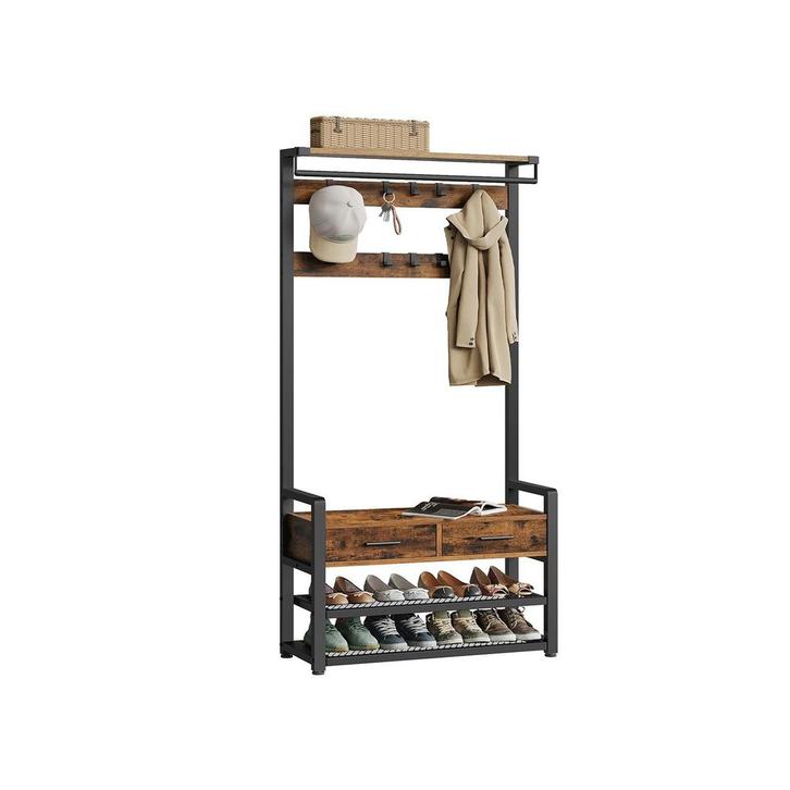 Kapstokbankje - Schoenenopslag - 10 Haken - Bruin/Zwart, Huis en Inrichting, Woonaccessoires | Kapstokken, Nieuw, Ophalen of Verzenden