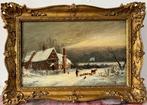 Britse school (XIX) - Figure by a cottage in a winter, Antiek en Kunst, Kunst | Schilderijen | Klassiek