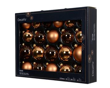 Kerstballen Glas Brandy 7 cm Set van 21