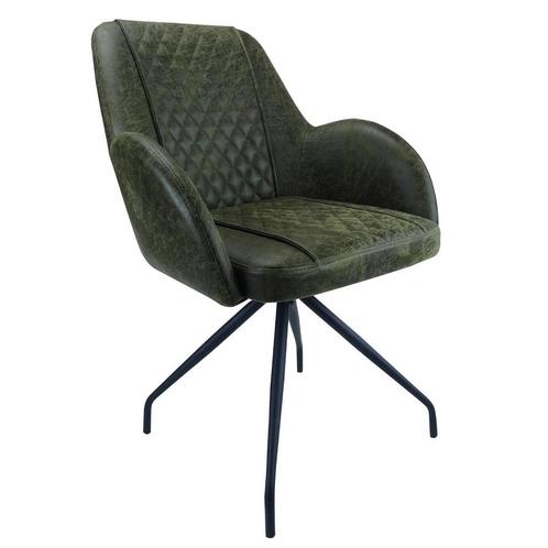 Stoel | Leer/Metaal | Moss | Zwarte Poten | Indoor |, Zakelijke goederen, Horeca | Keukenapparatuur, Nieuw in verpakking, Verzenden